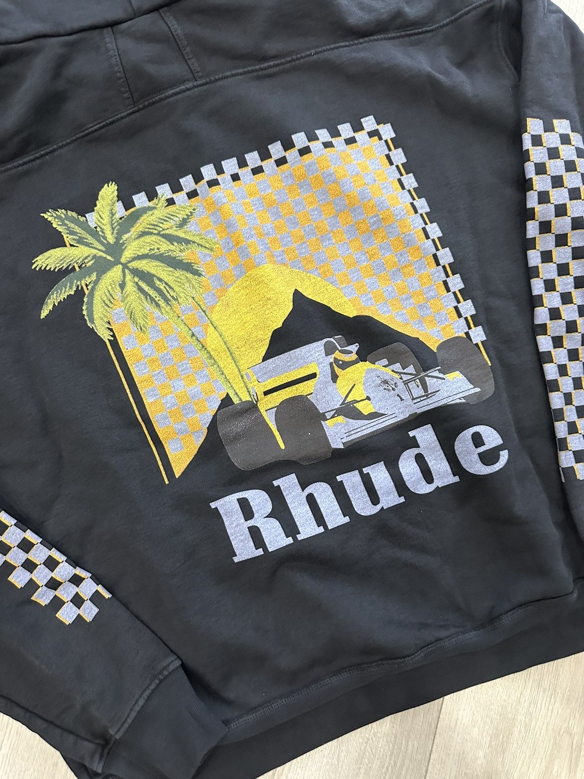 トップス Rhude Moonlight Tropics Hoodie M Rhude Moonlight Tropics Print Oversized Vintage Hoodie Black