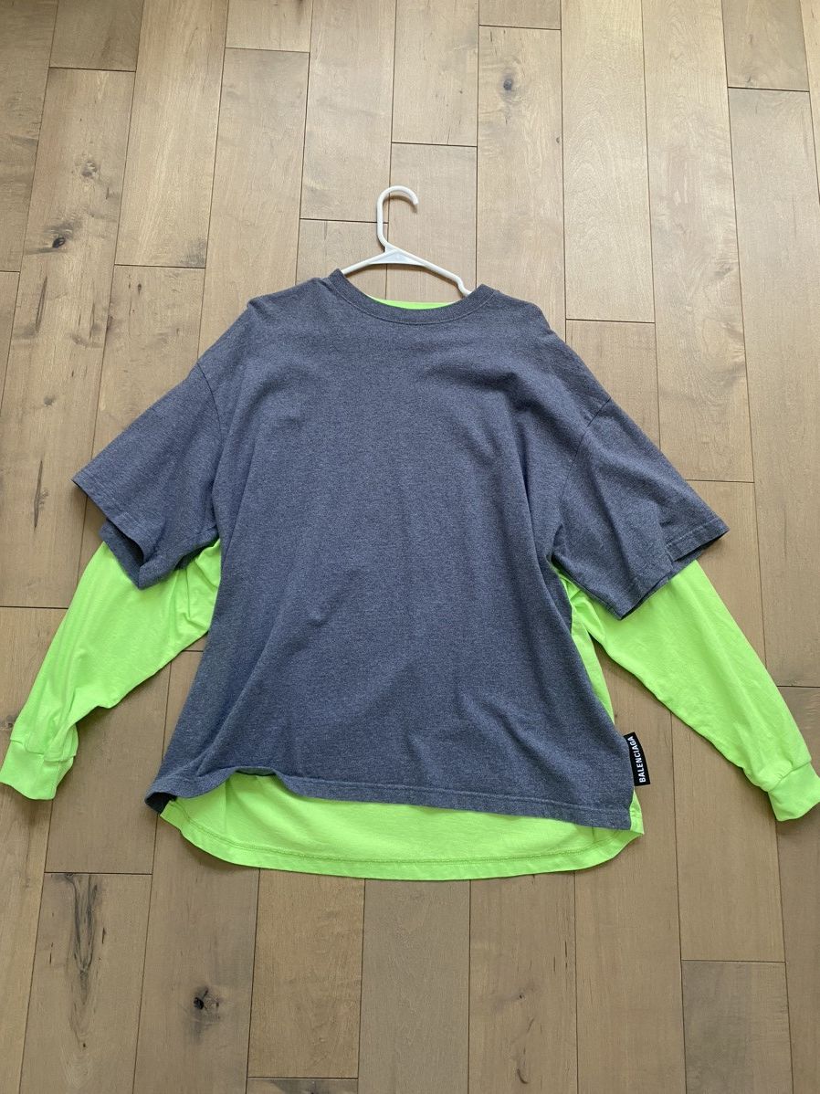 image of Balenciaga Oversized Hybrid Double Shirt in Grey, Men's (Size XL)
