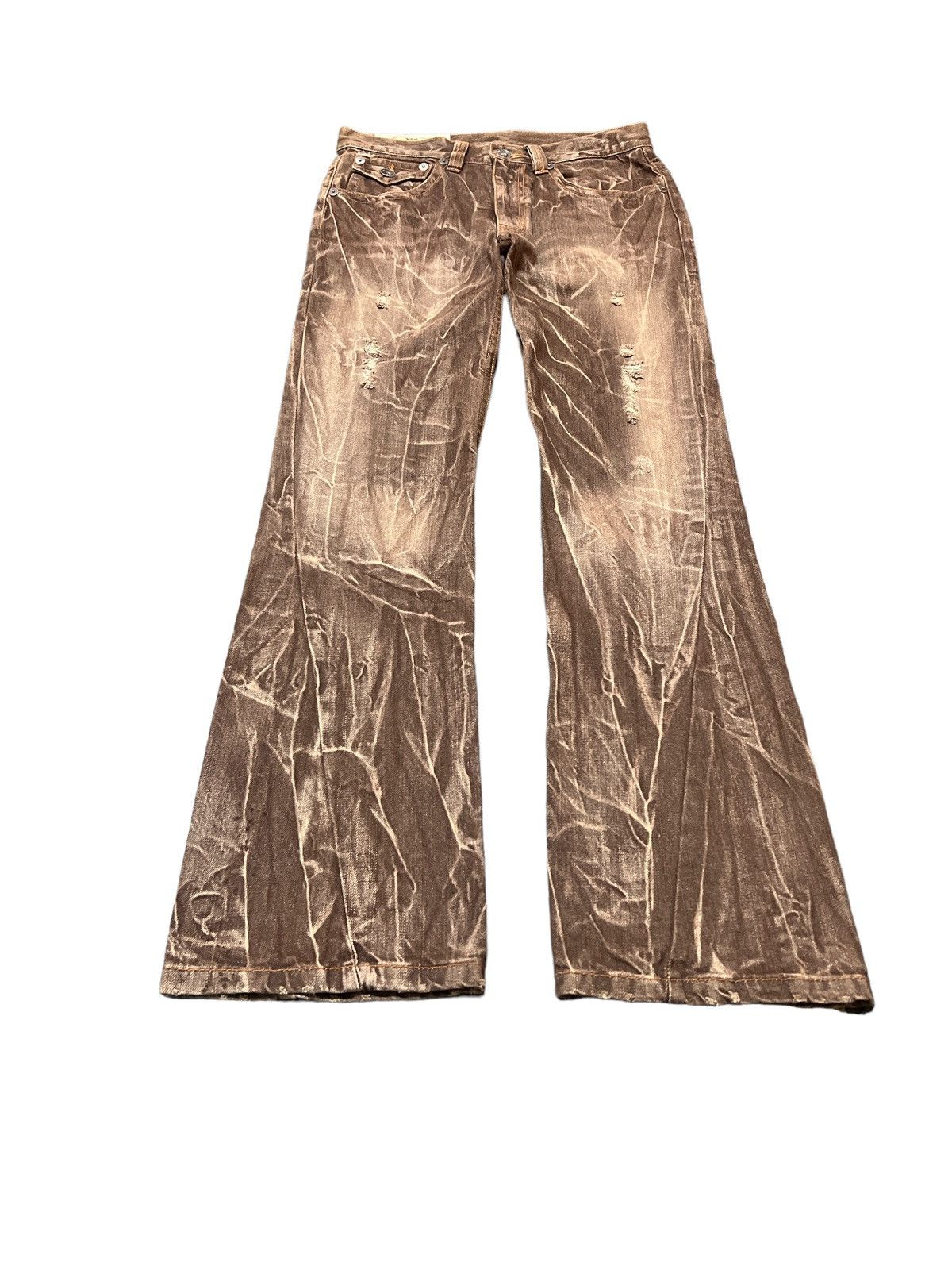 Japanese Brand FLARED💥THRASHED ANTFUL TWIST DISTRESSED DENIM PANT Size US 29 - 2 Thumbnail