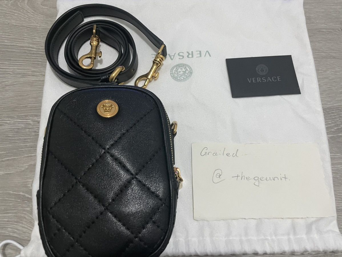 Versace SS20 Black and Gold Medusa Leather Crossbody Bag
