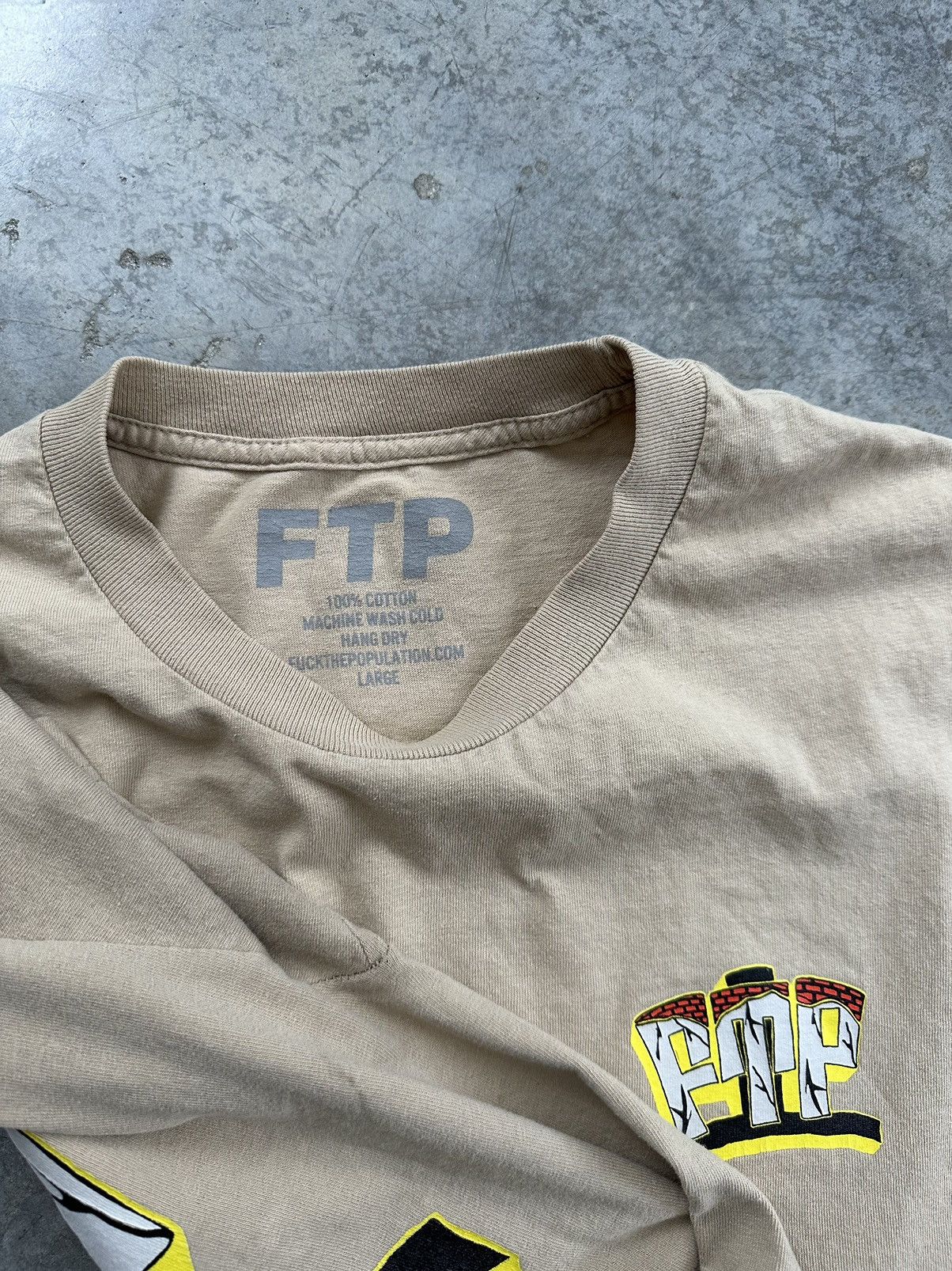 Fuck The Population Fuck The Population Khaki "Subliminal" Brick Tee Large FTP Size US L / EU 52-54 / 3 - 5 Thumbnail