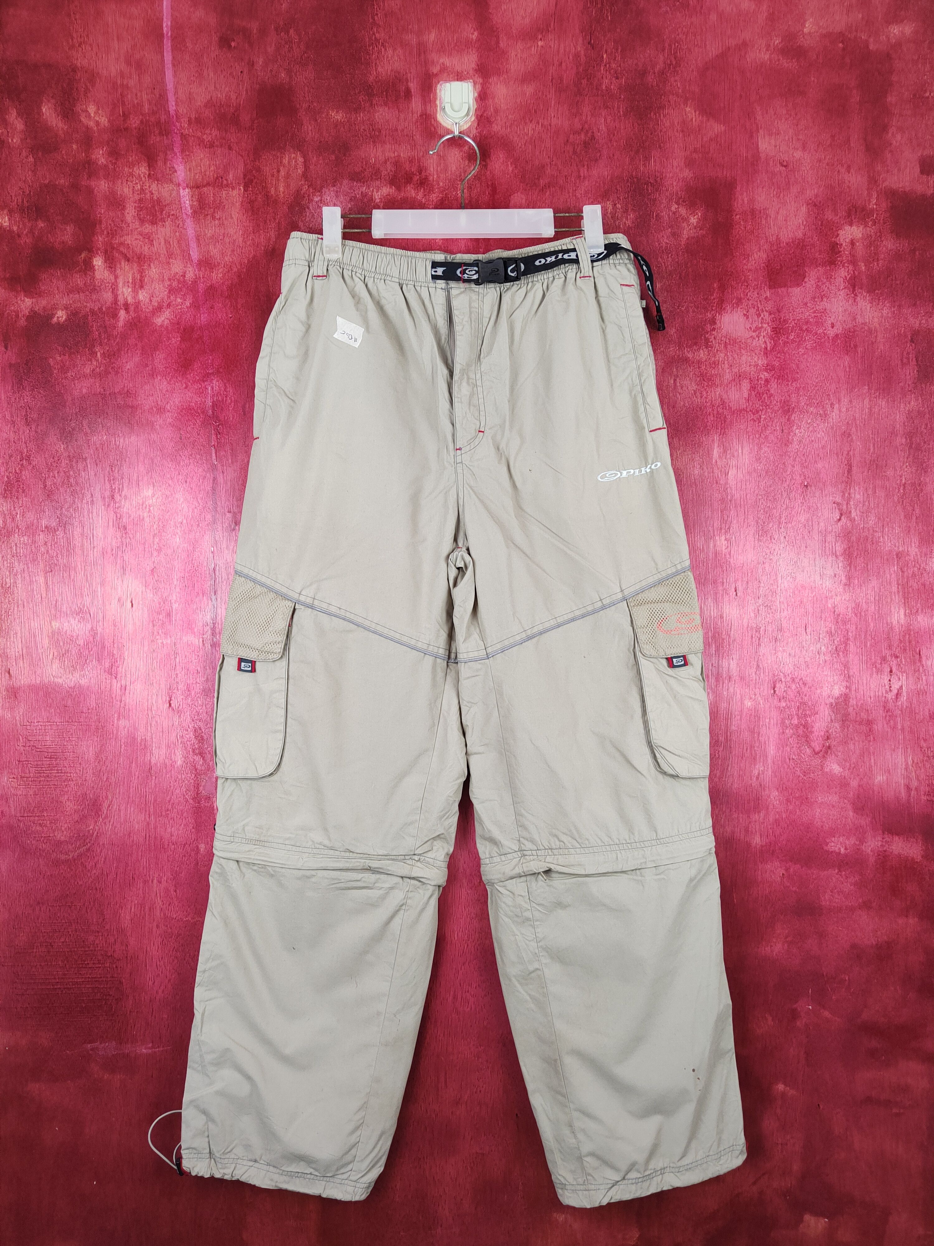 Japanese Brand Piko Brown Multi Pocket Tactical Sweatpants #252B Size US 31 - 1 Thumbnail