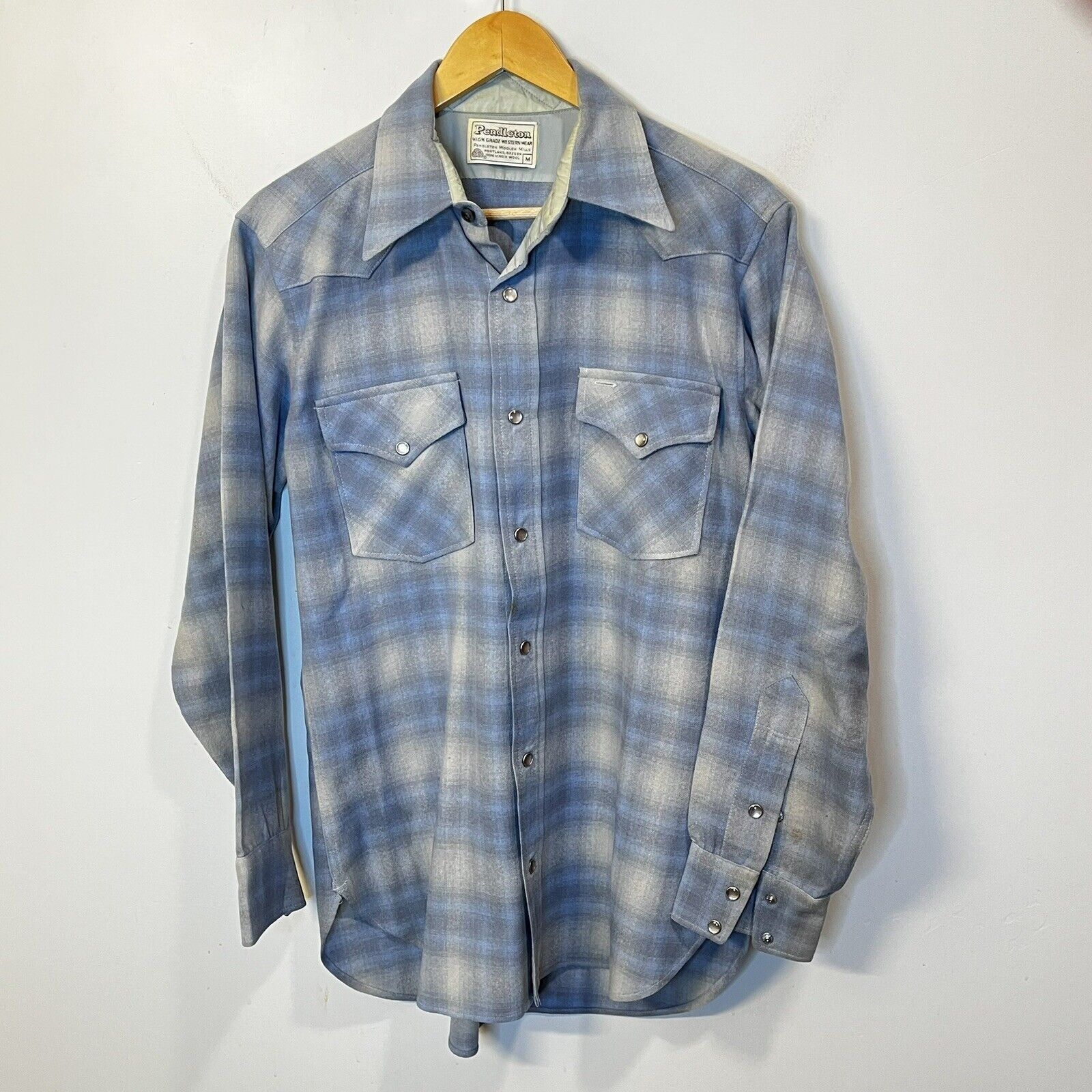 Vintage Pendleton High Grade Western Wear Blue Gray Wool Shadow | Grailed