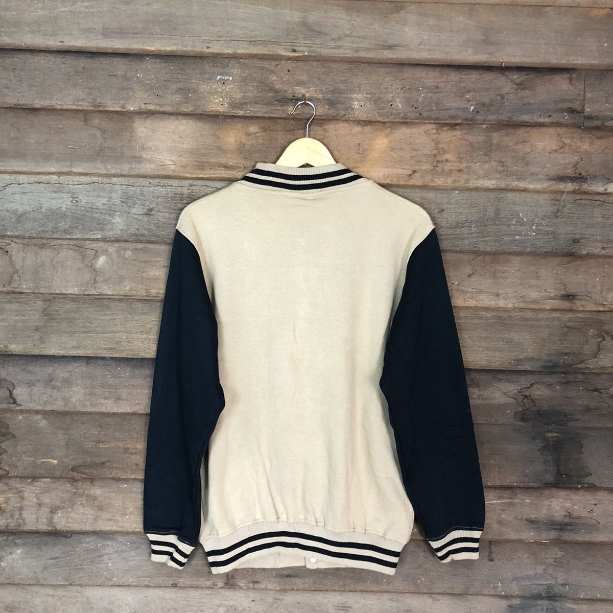 Japanese Brand Against Black/Brown plain sweater Varsity Jacket #059B Size US M / EU 48-50 / 2 - 12 Thumbnail