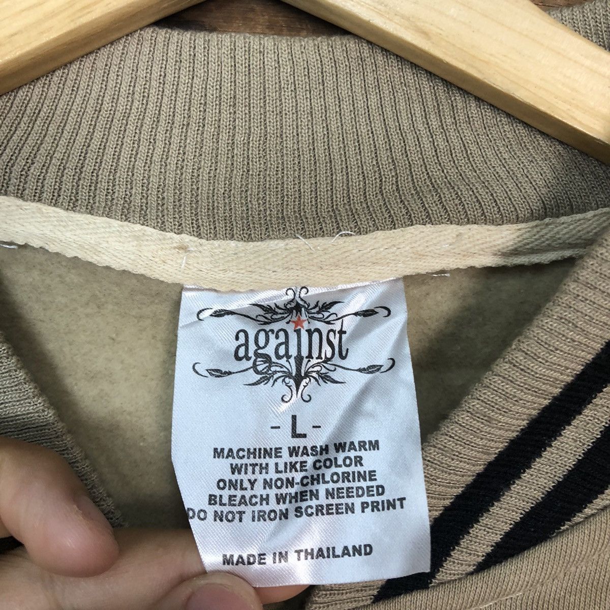 Japanese Brand Against Black/Brown plain sweater Varsity Jacket #059B Size US M / EU 48-50 / 2 - 10 Thumbnail