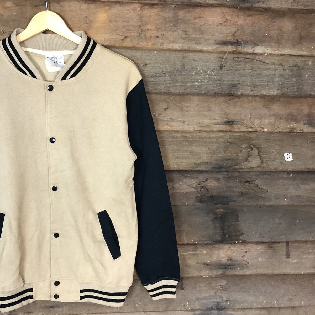 Japanese Brand Against Black/Brown plain sweater Varsity Jacket #059B Size US M / EU 48-50 / 2 - 5 Thumbnail