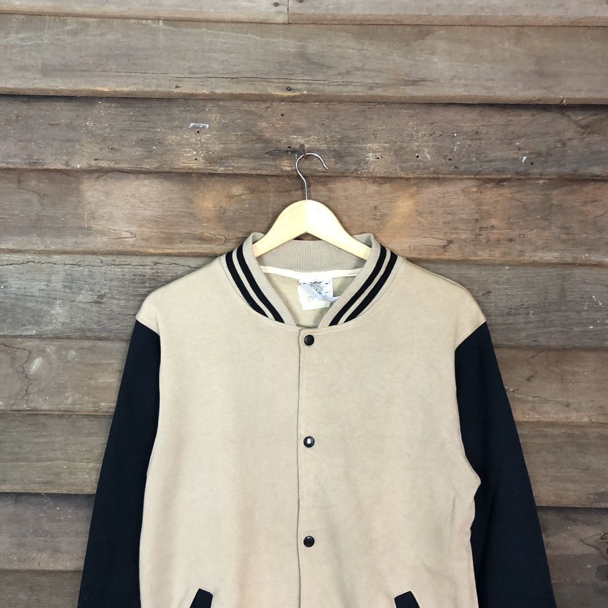 Japanese Brand Against Black/Brown plain sweater Varsity Jacket #059B Size US M / EU 48-50 / 2 - 2 Thumbnail
