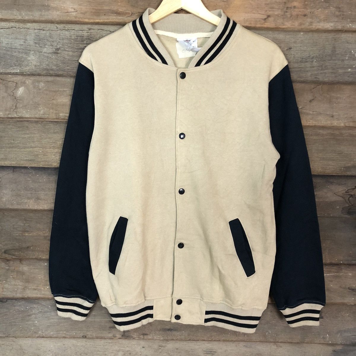 Japanese Brand Against Black/Brown plain sweater Varsity Jacket #059B Size US M / EU 48-50 / 2 - 8 Thumbnail