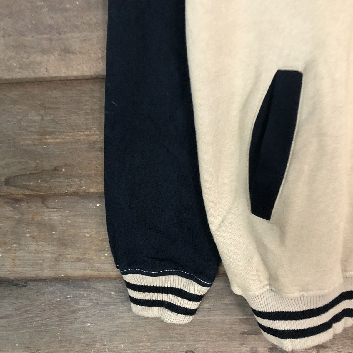 Japanese Brand Against Black/Brown plain sweater Varsity Jacket #059B Size US M / EU 48-50 / 2 - 6 Thumbnail
