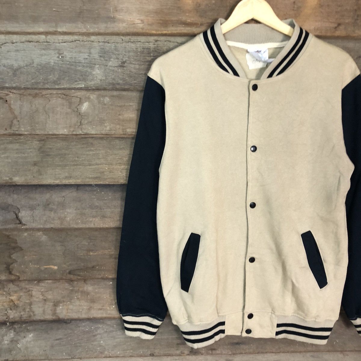 Japanese Brand Against Black/Brown plain sweater Varsity Jacket #059B Size US M / EU 48-50 / 2 - 7 Thumbnail