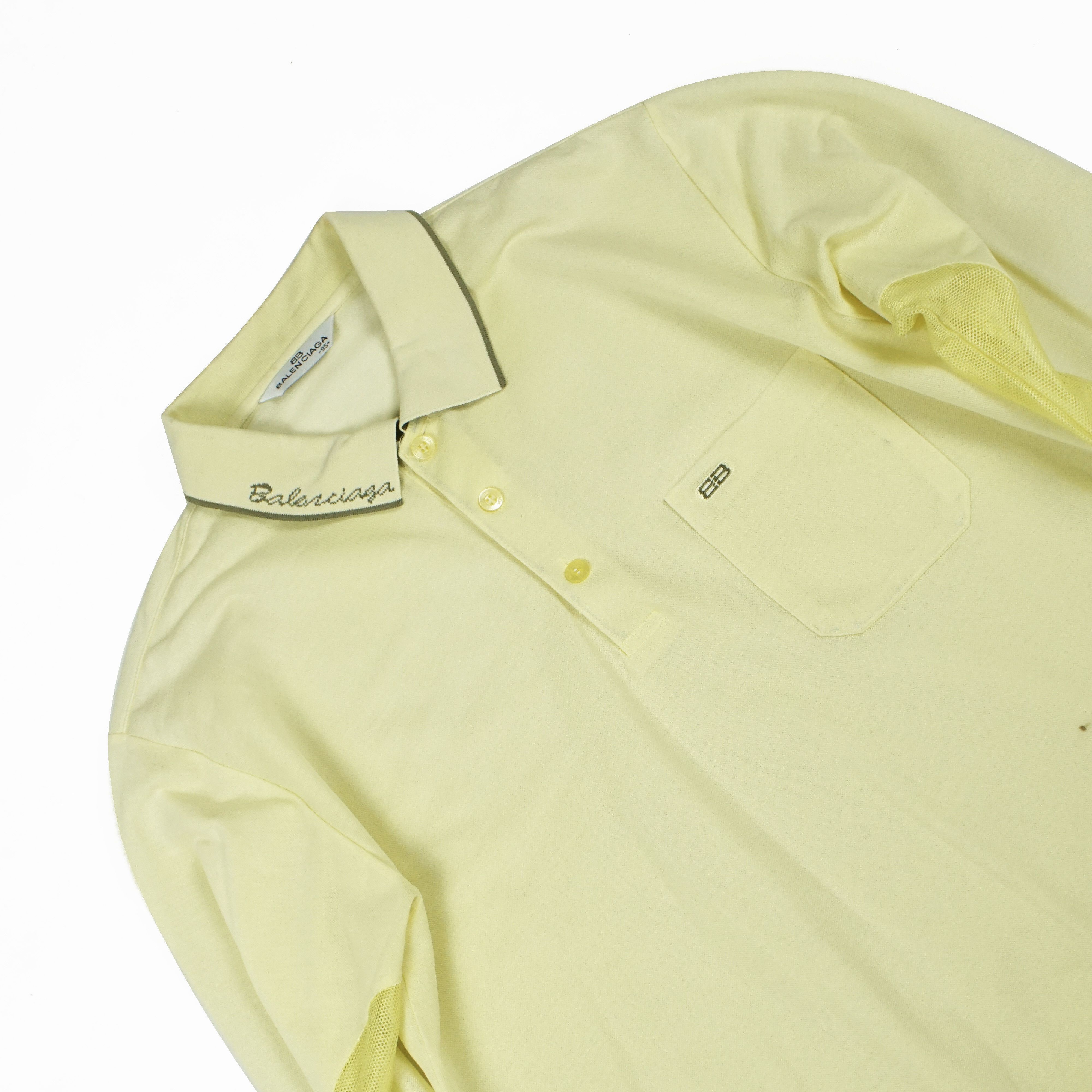 Balenciaga *NoTariff 90s Balenciaga Mesh Sleeve LS Polos Size L / US 10 / IT 46 - 1 Thumbnail