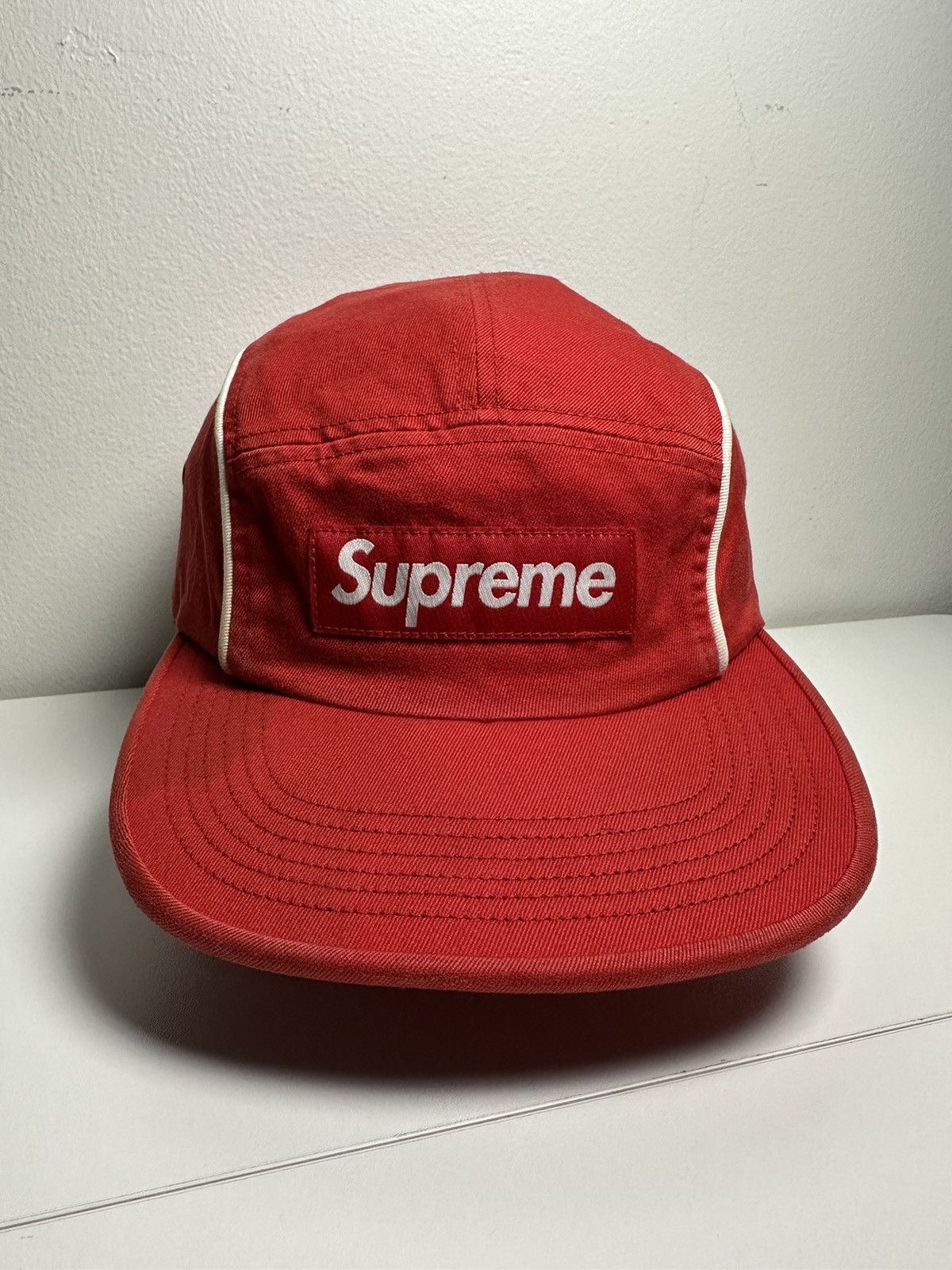 Pre-owned Supreme Piping Camp Cap Hat In Red