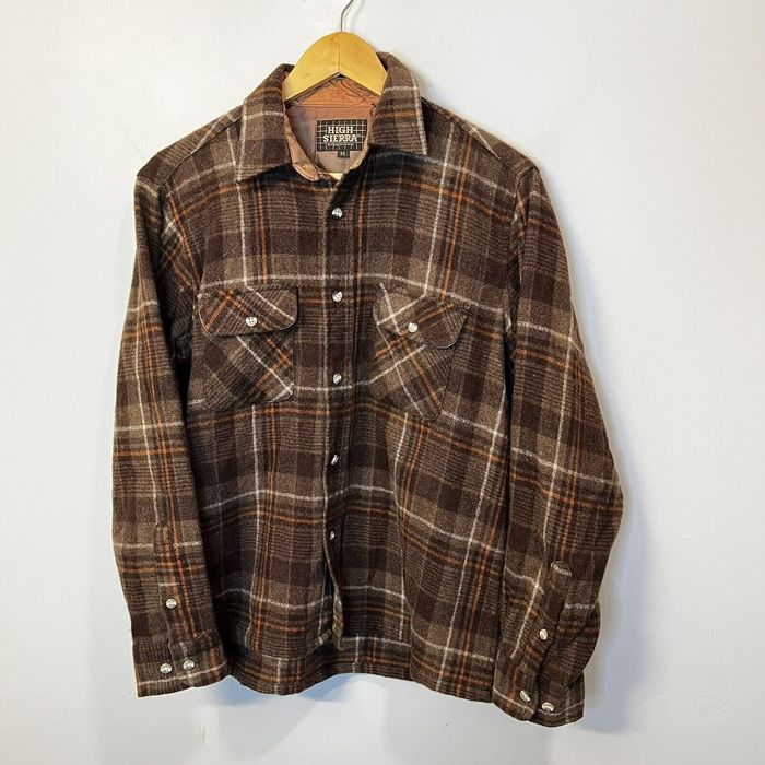 Vintage VTG High Sierra Wool Blend Brown Plaid Button Front Flannel ...