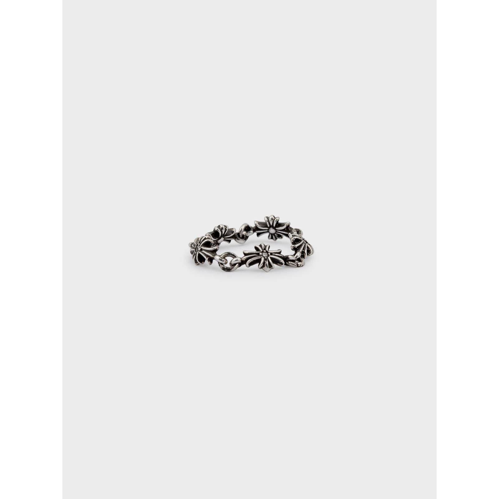 Pre-owned Chrome Hearts Diamond Tiny E Ring In Silver