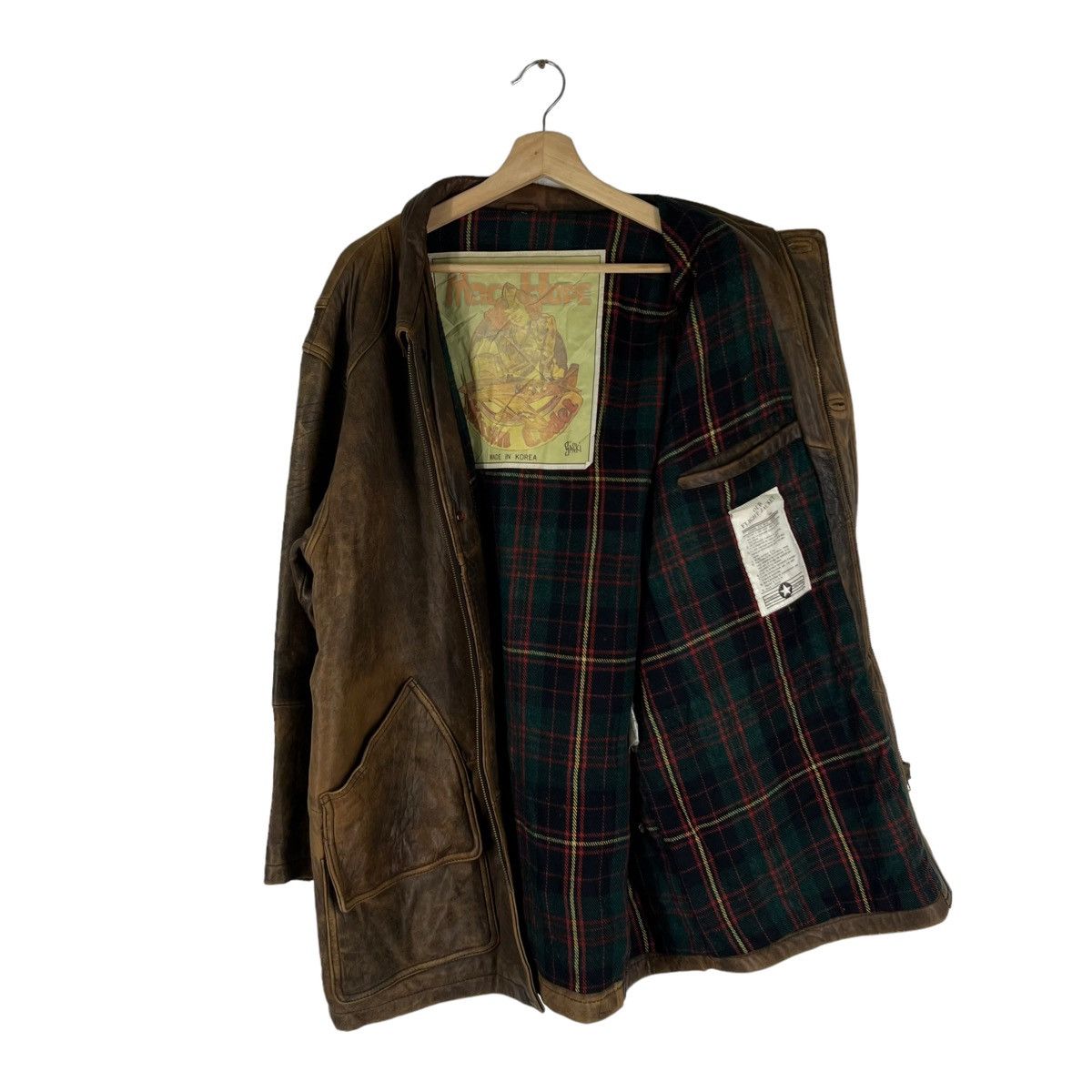 Japanese Brand VINTAGE OLD FLIGHT LEATHER JACKET MAC HOPE BIG LOGO Size US L / EU 52-54 / 3 - 9 Thumbnail