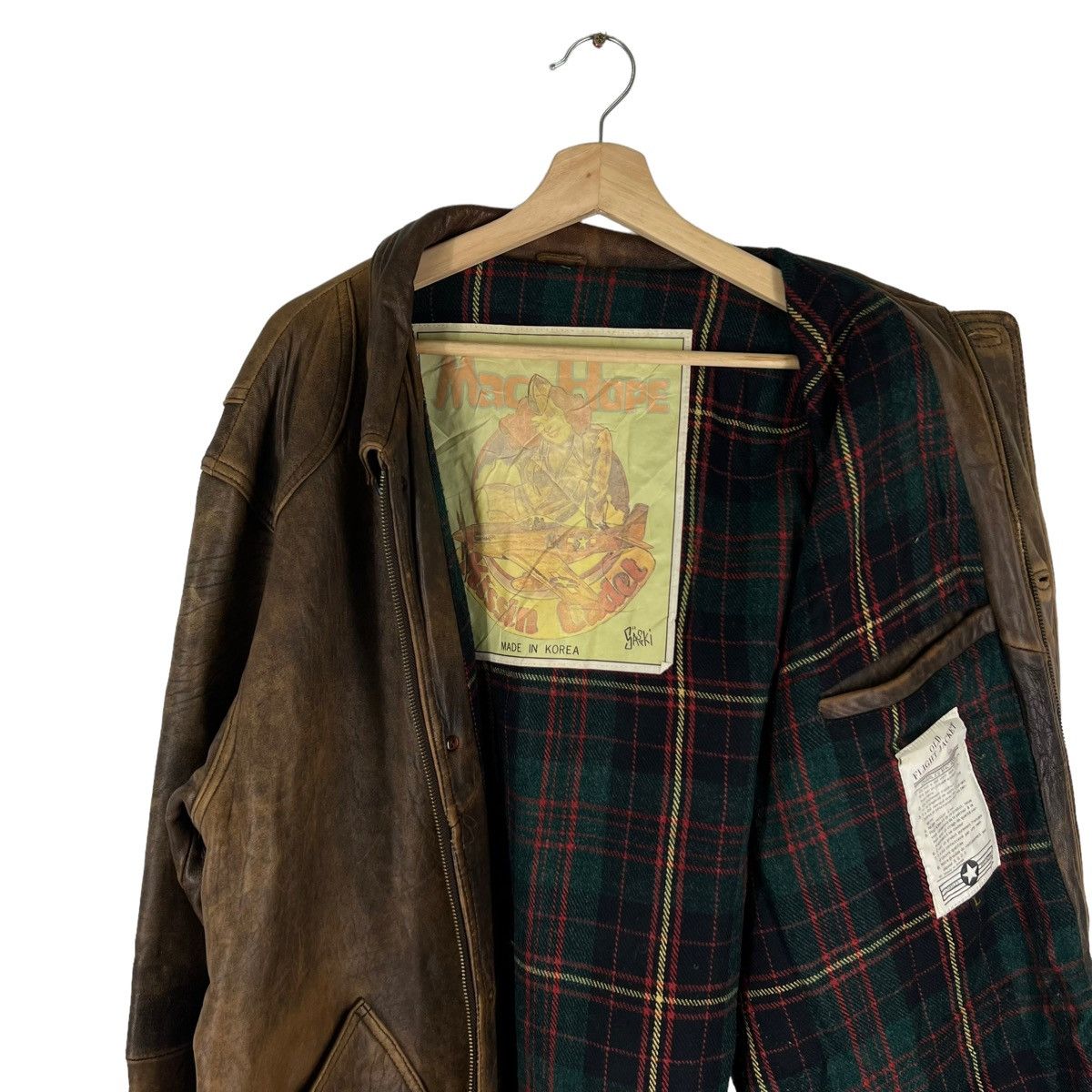 Japanese Brand VINTAGE OLD FLIGHT LEATHER JACKET MAC HOPE BIG LOGO Size US L / EU 52-54 / 3 - 10 Thumbnail