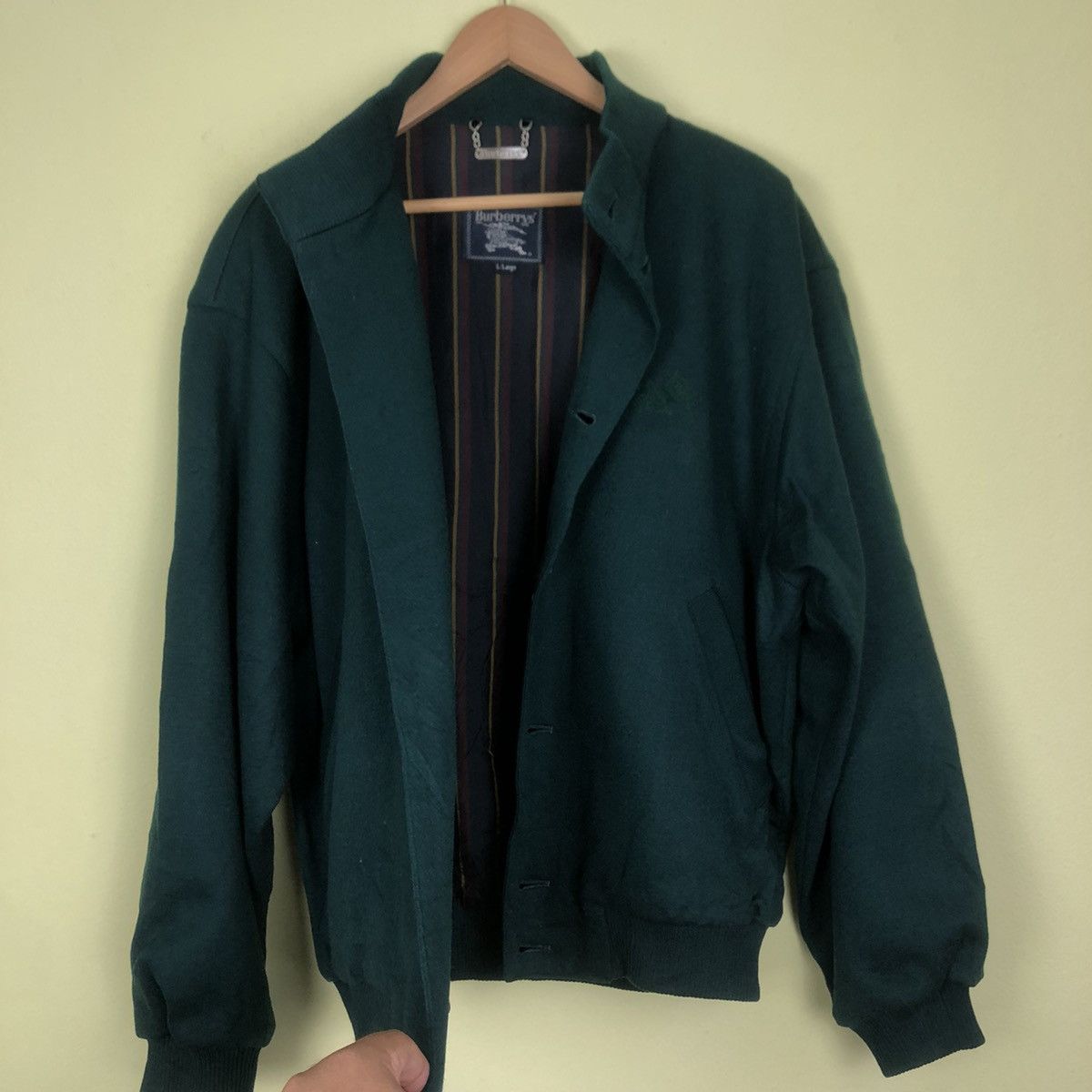 Burberry Vintage Burberrys Bomber Wool Jacket Blanket Striped Design Size US L / EU 52-54 / 3 - 13 Thumbnail