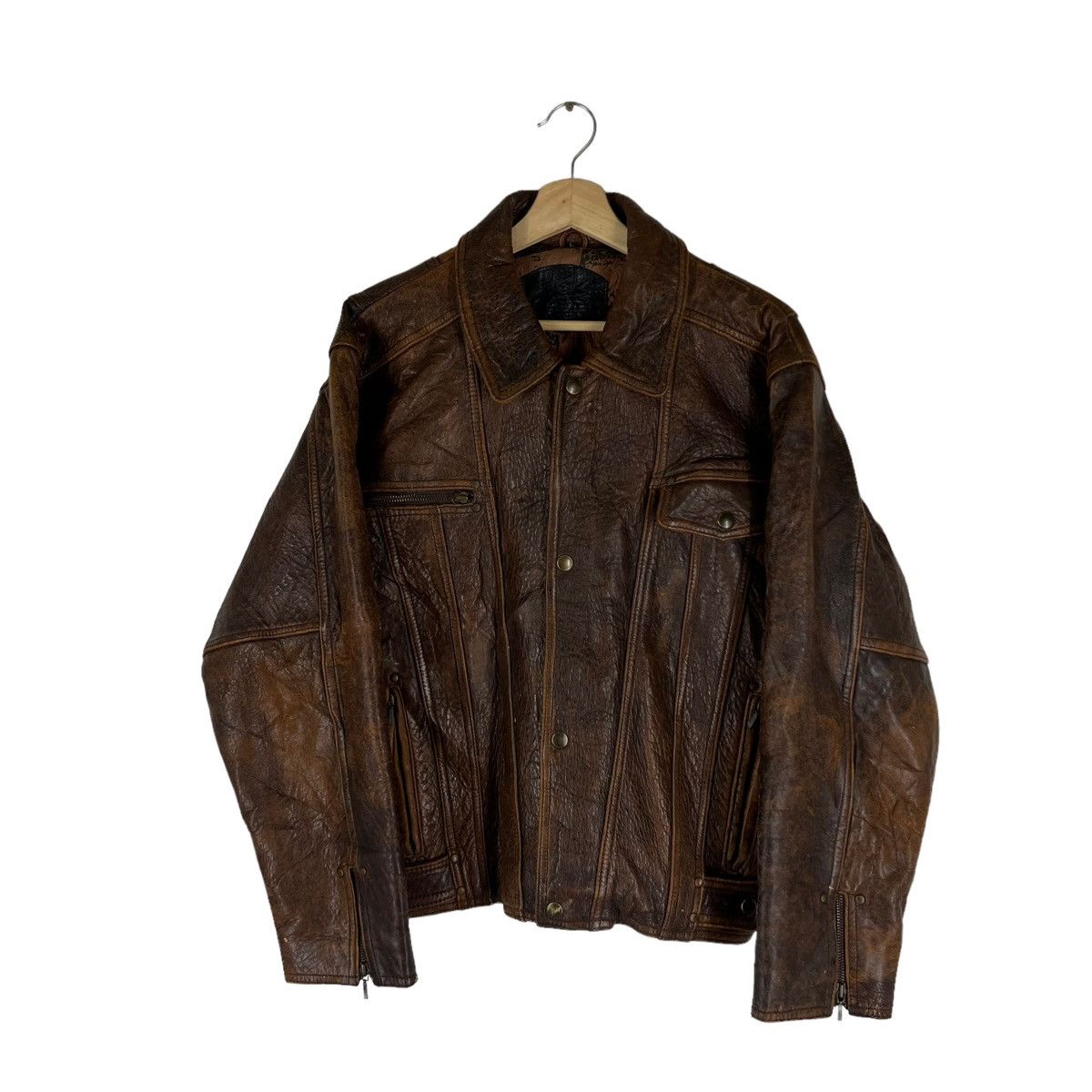 Japanese Brand VINTAGE LEATHER JACKET BIG LOGO BUZZ RICKSONS STYLE DESIGN Size US M / EU 48-50 / 2 - 1 Thumbnail