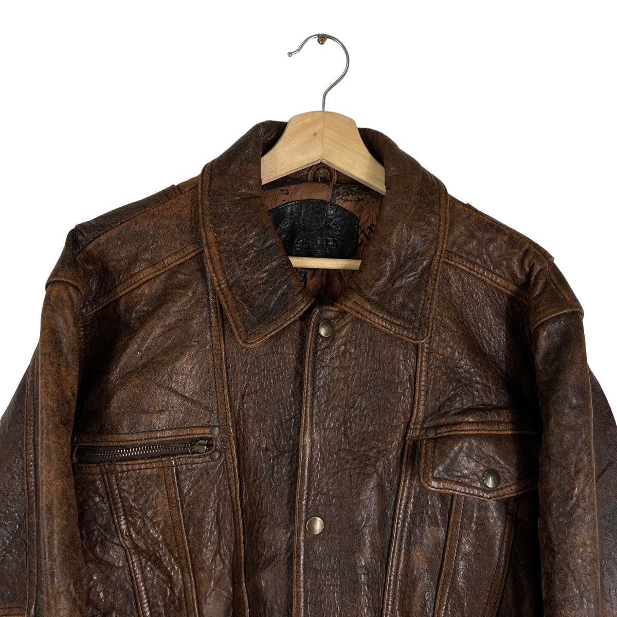 Japanese Brand VINTAGE LEATHER JACKET BIG LOGO BUZZ RICKSONS STYLE DESIGN Size US M / EU 48-50 / 2 - 6 Thumbnail