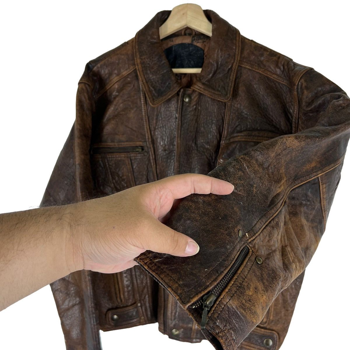 Japanese Brand VINTAGE LEATHER JACKET BIG LOGO BUZZ RICKSONS STYLE DESIGN Size US M / EU 48-50 / 2 - 8 Thumbnail