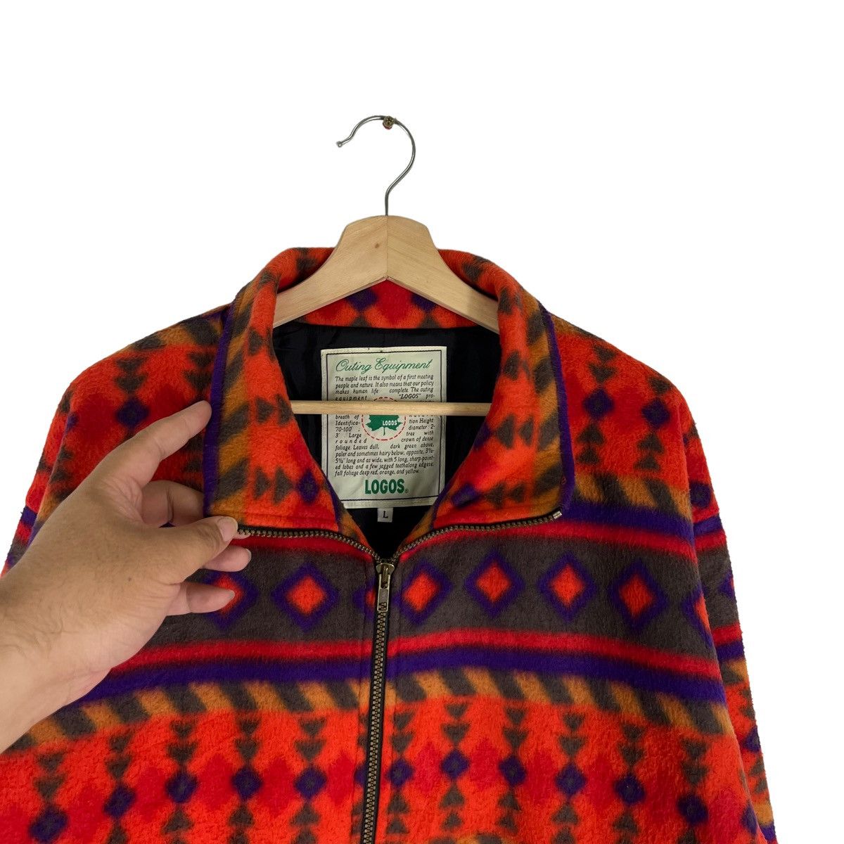 Japanese Brand VINTAGE LOGOS AZTEC NAVAJO DESIGN FLEECE JACKET Size US L / EU 52-54 / 3 - 9 Thumbnail