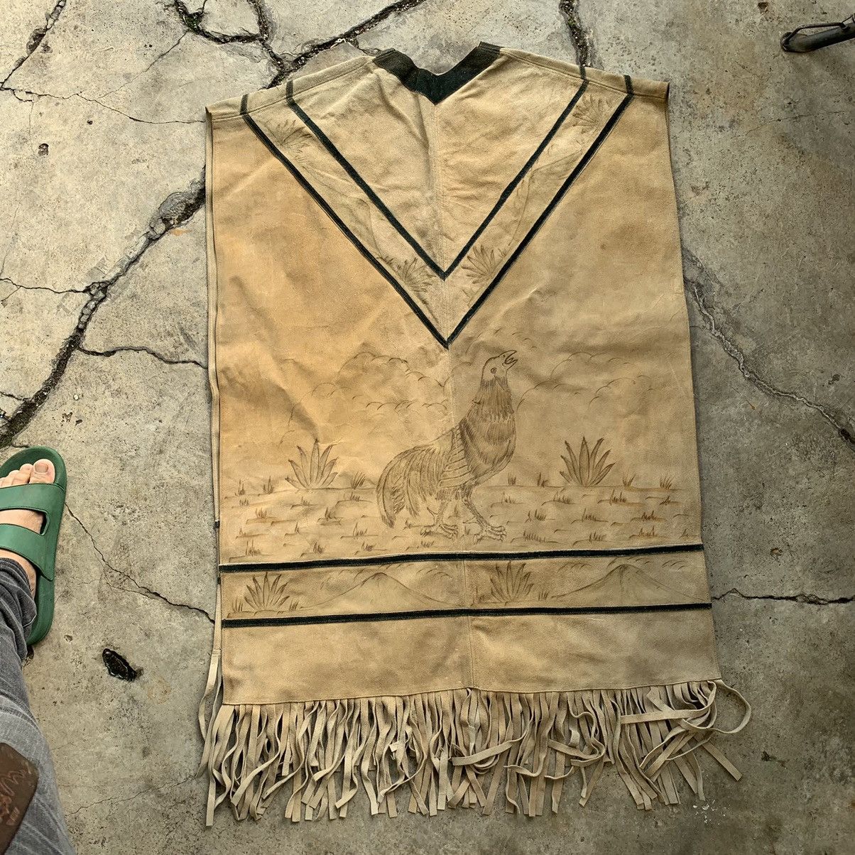 Leather fighting cock art Red Indian Apache Native American Vest Size US L / EU 52-54 / 3 - 12 Thumbnail