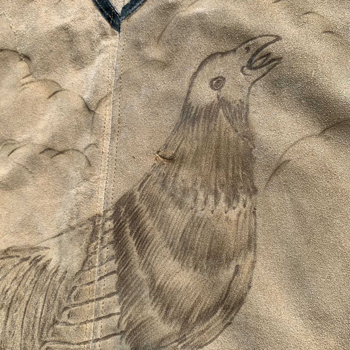 Leather fighting cock art Red Indian Apache Native American Vest Size US L / EU 52-54 / 3 - 17 Thumbnail
