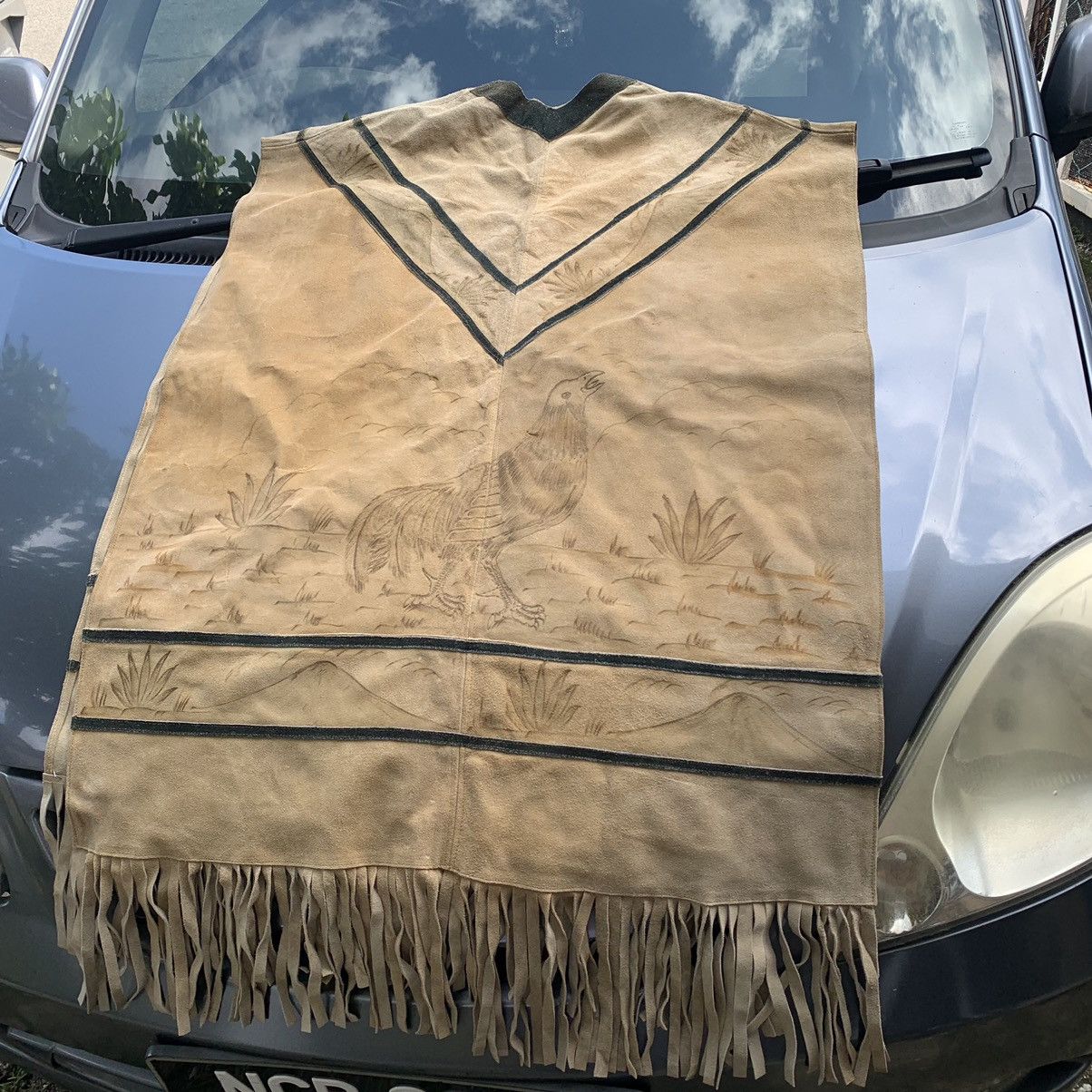 Leather fighting cock art Red Indian Apache Native American Vest Size US L / EU 52-54 / 3 - 3 Thumbnail