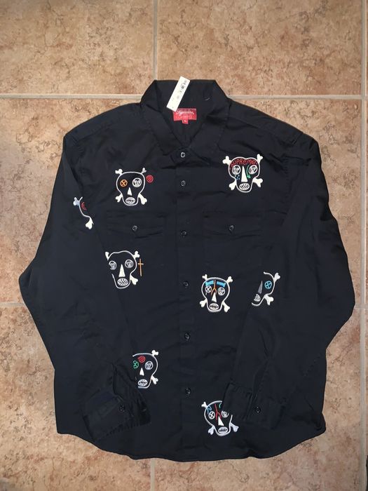 Supreme supreme clayton patterson skulls work shirt long sleeve