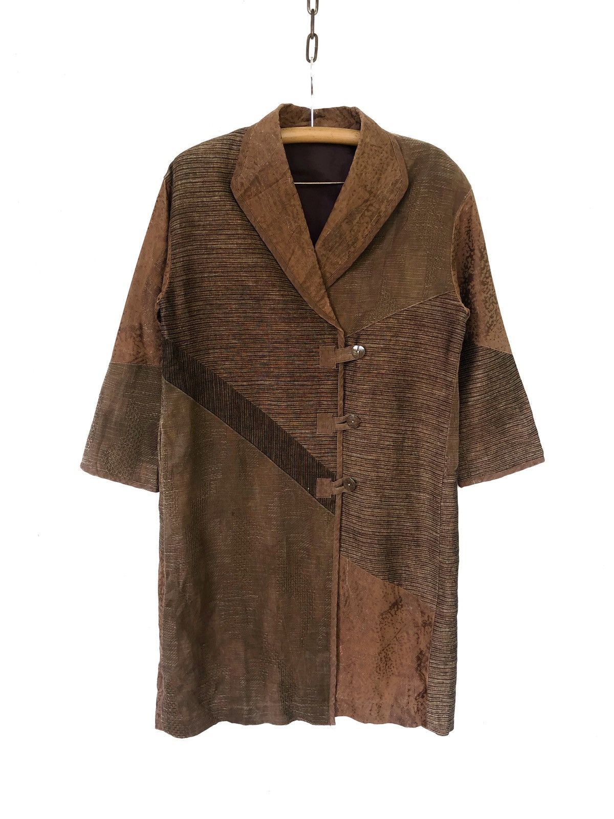 Handmade 🇯🇵 Fabric Hemp Patchwork Long Coat Kapital Visvim Size US M / EU 48-50 / 2 - 1 Thumbnail