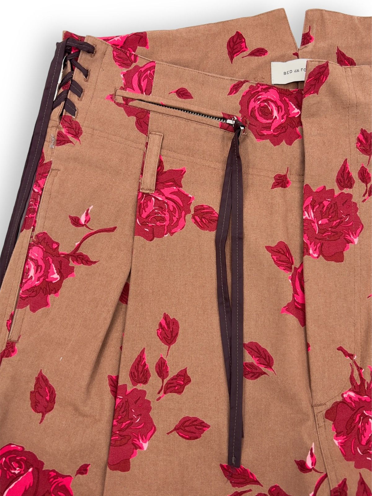 Bed j.w. Ford Rose Printed High Waisted Wide Leg Cropped Trousers Size US 32 / EU 48 - 9 Thumbnail