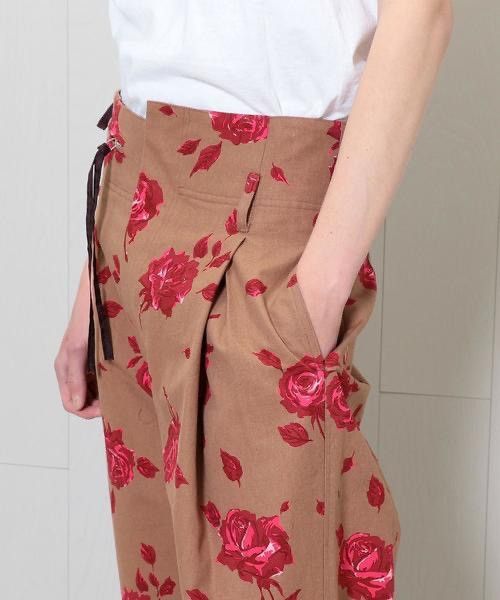 Bed j.w. Ford Rose Printed High Waisted Wide Leg Cropped Trousers Size US 32 / EU 48 - 13 Thumbnail