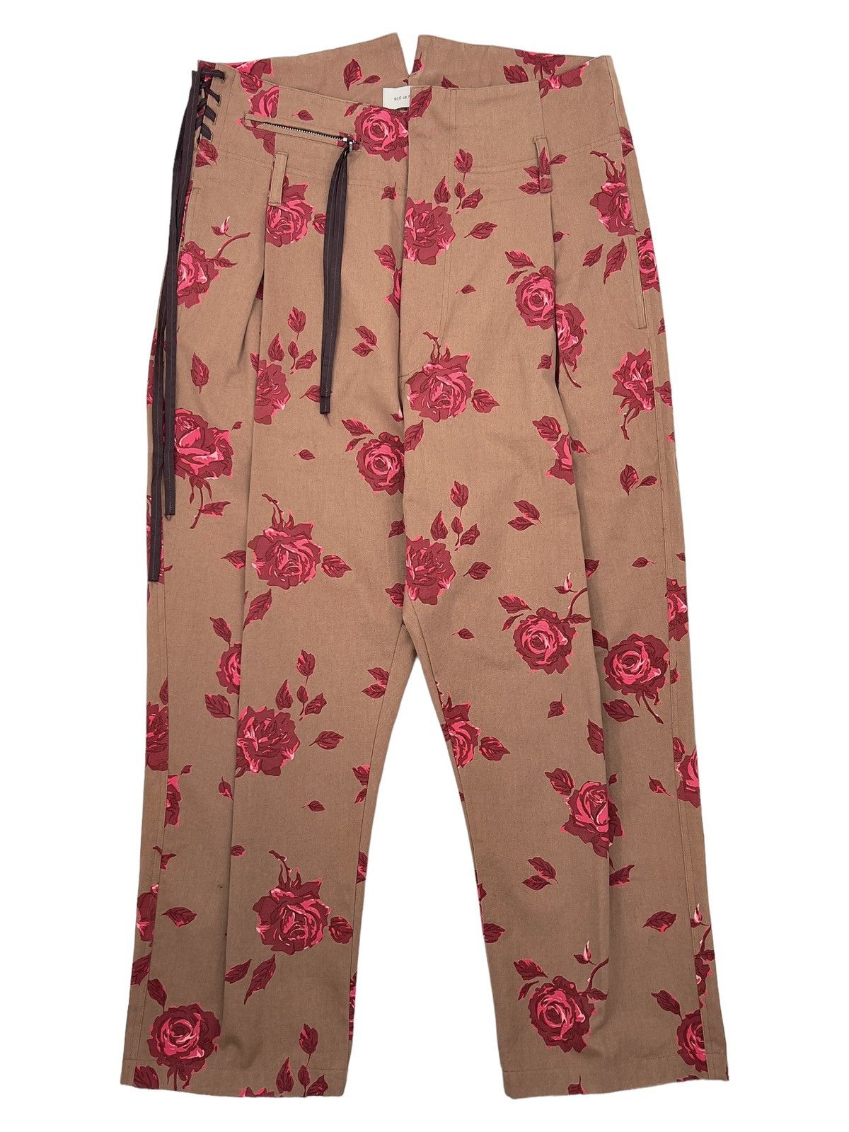 Bed j.w. Ford Rose Printed High Waisted Wide Leg Cropped Trousers Size US 32 / EU 48 - 3 Thumbnail