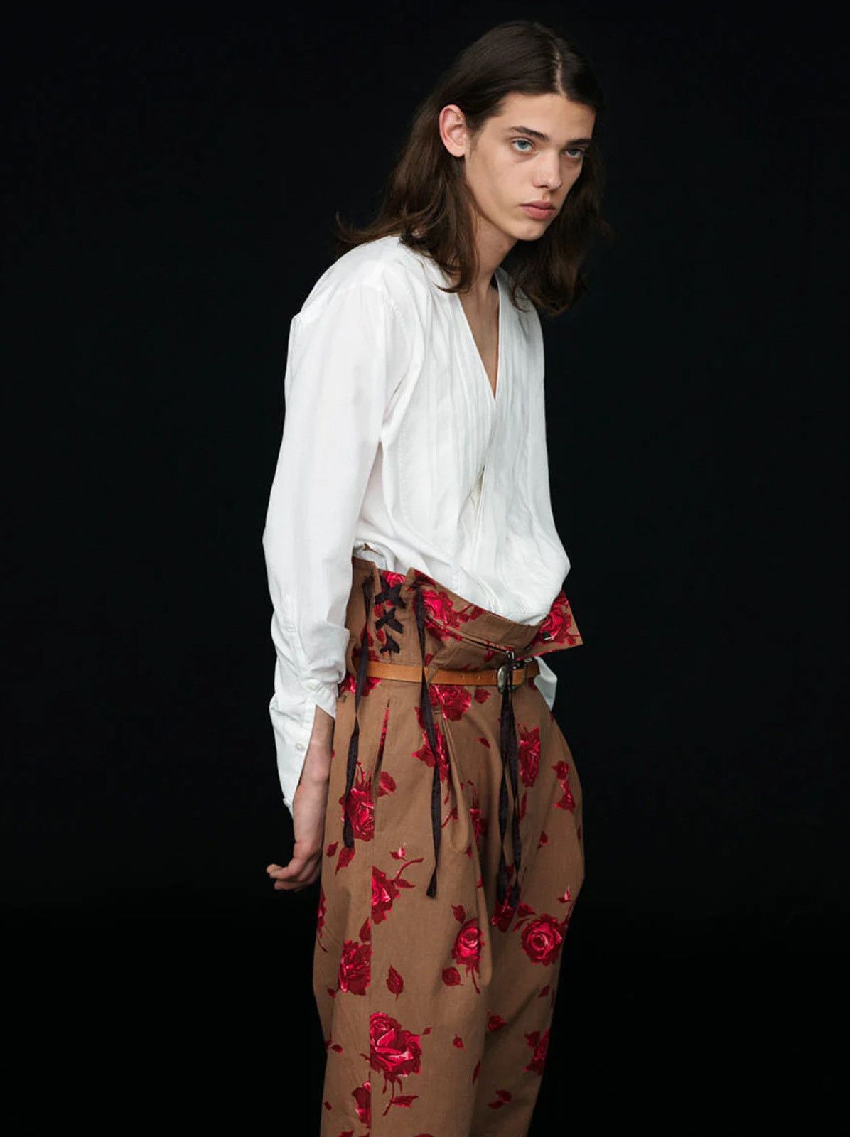 Bed j.w. Ford Rose Printed High Waisted Wide Leg Cropped Trousers Size US 32 / EU 48 - 5 Thumbnail