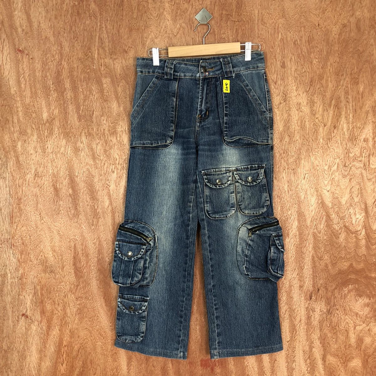 image of Seditionaries Haphazard Blue 3D Multipocket Denim Jeans Pants 2043Dl in Blue Denim, Men's (Size 26)