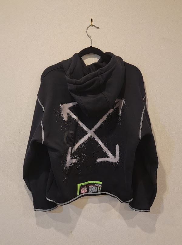 トップス OFF-WHITE Diagonal Spray Zip H Off-White Diagonal Spray Longsleeve Tee, Heavyweight, Sz