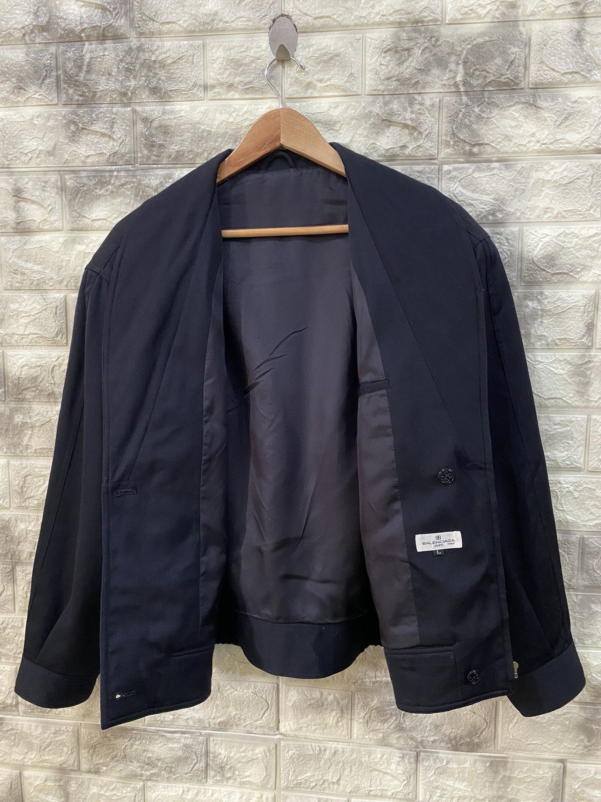 Balenciaga Vintage Balenciaga Paris Black- Wool Jacket Size L / US 10 / IT 46 - 11 Thumbnail