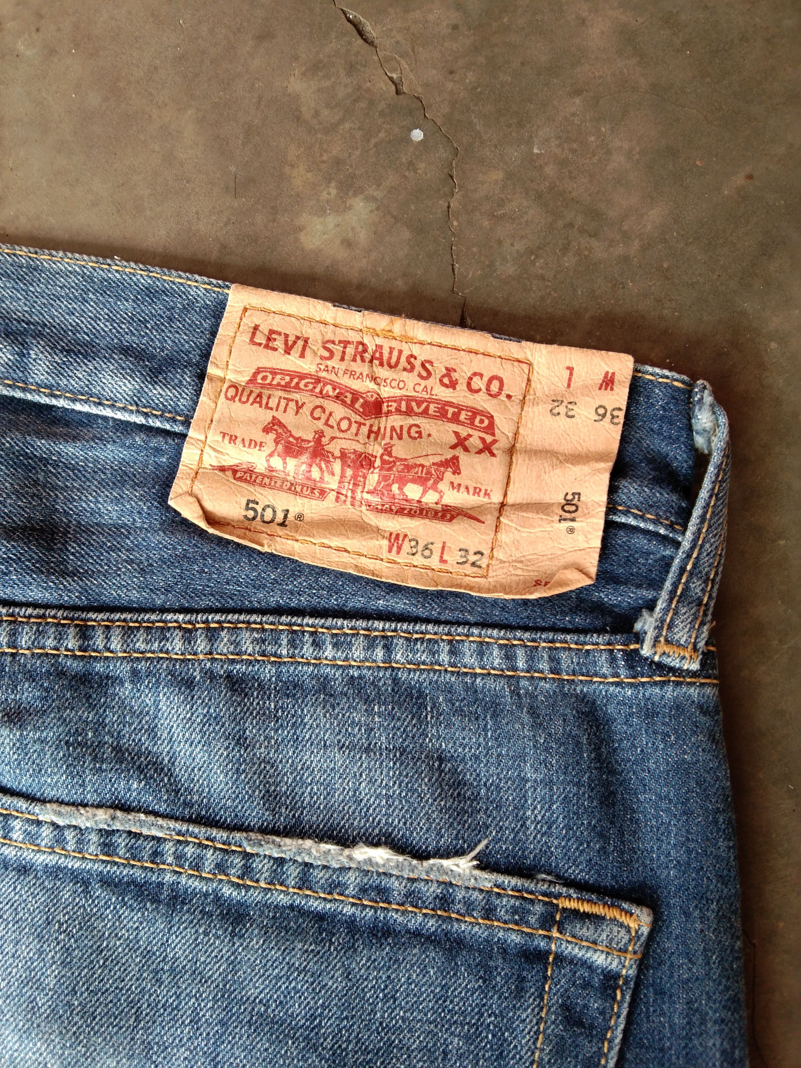 Levi's × Vintage Vintage Levis 501 Straight Leg Distressed Jeans 36x32 Size US 36 / EU 52 - 3 Thumbnail