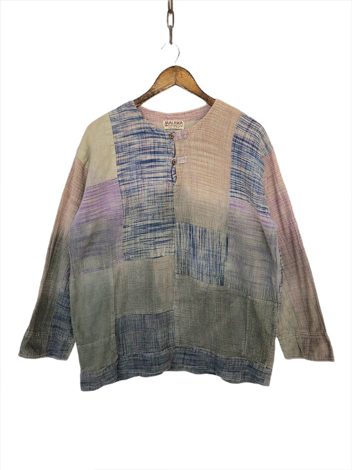 Indigo Malaika 🇯🇵 Hemp Kamakura Stitch Patchwork Pullover Size US L / EU 52-54 / 3 - 2 Thumbnail