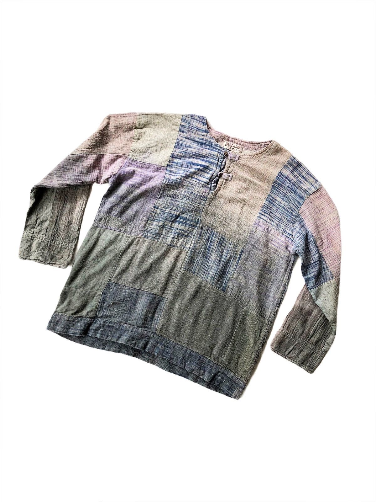 Indigo Malaika 🇯🇵 Hemp Kamakura Stitch Patchwork Pullover Size US L / EU 52-54 / 3 - 1 Thumbnail