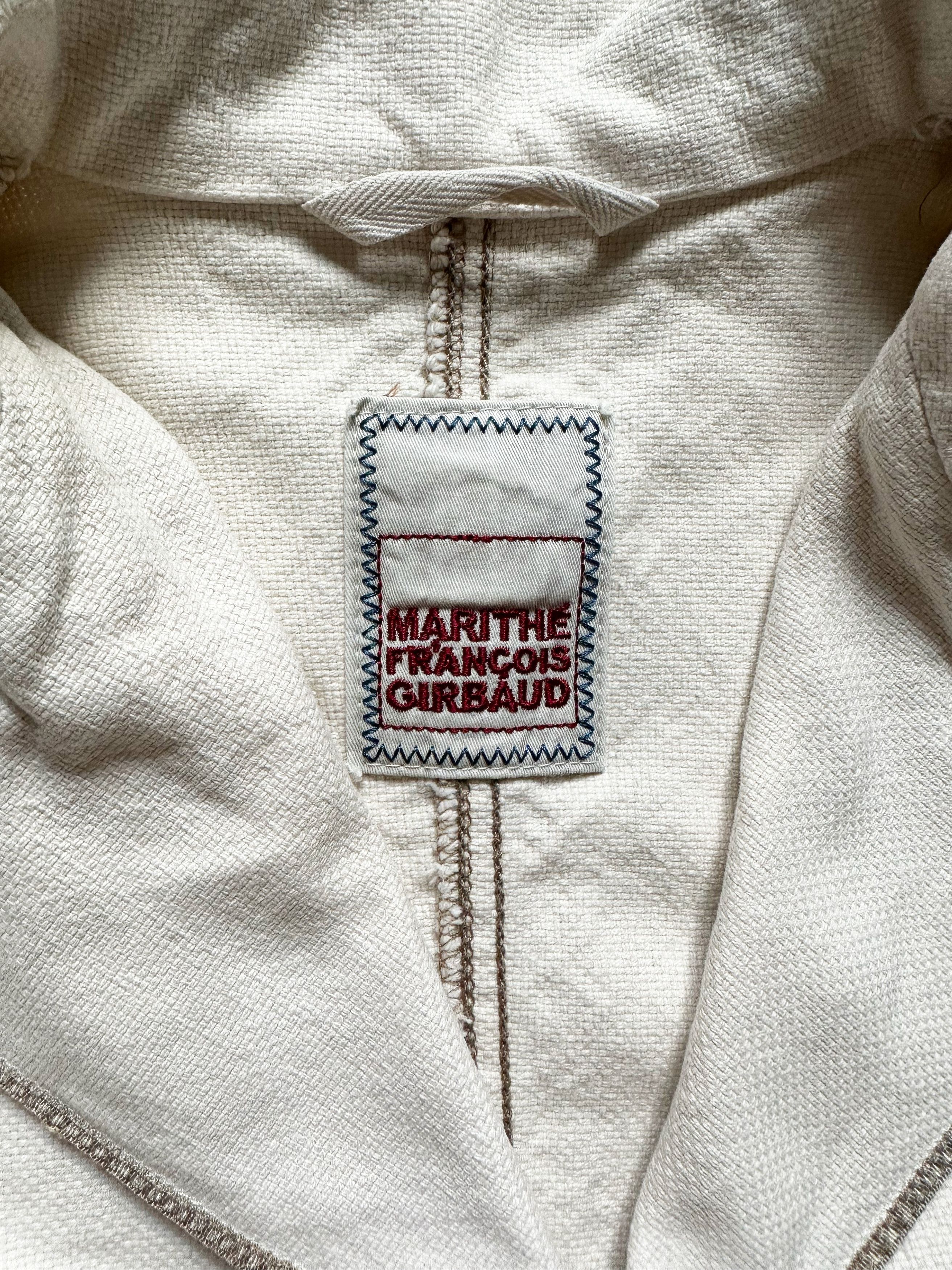 Marithe + Francois Girbaud Marithe + Francois Girbaud white canvas distressed blazer Size M / US 6-8 / IT 42-44 - 3 Thumbnail