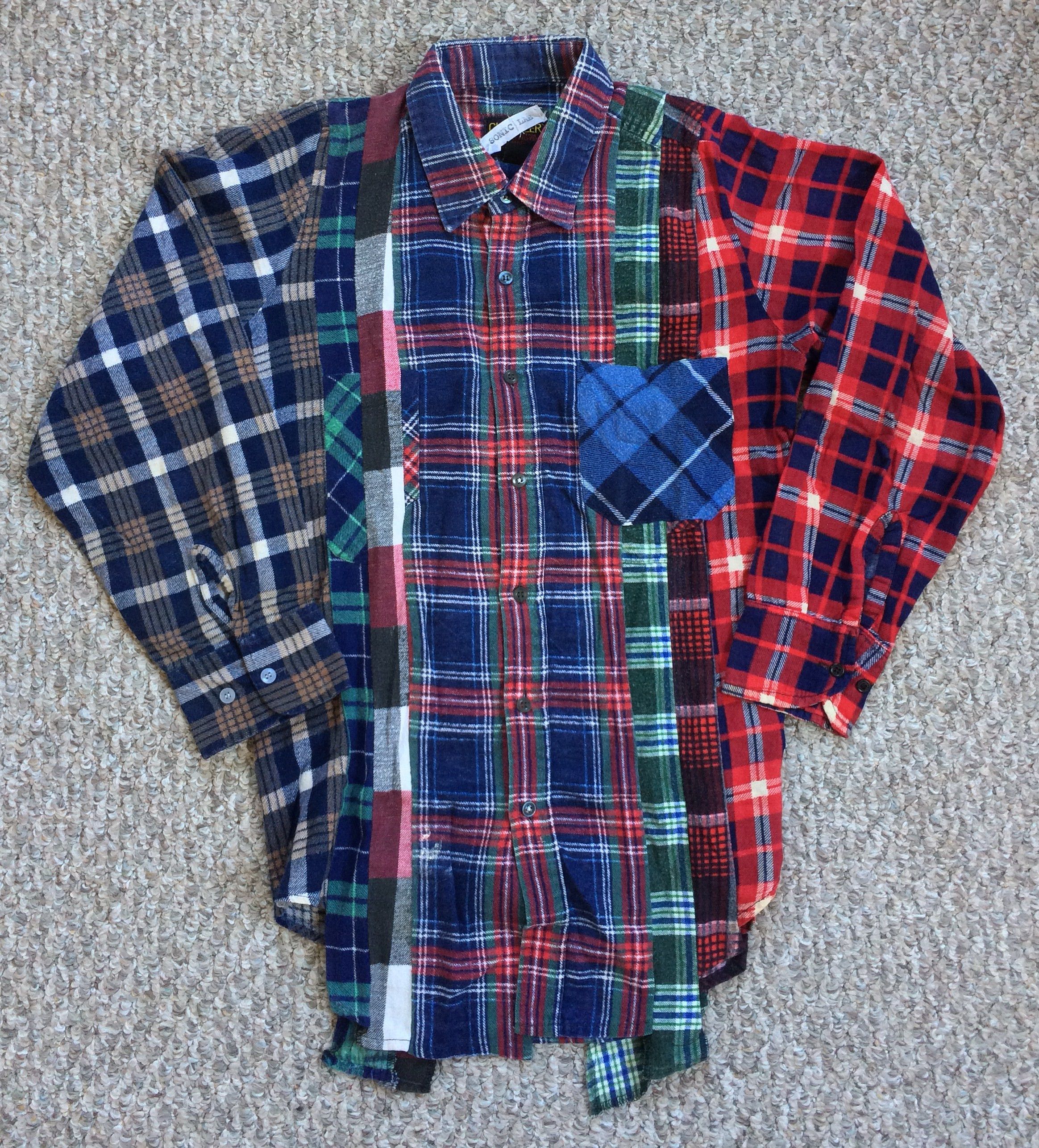 image of Needles x Sonic Lab Early 7 Cut Rebuild Flannel! in Mix, Men's (Size Small)