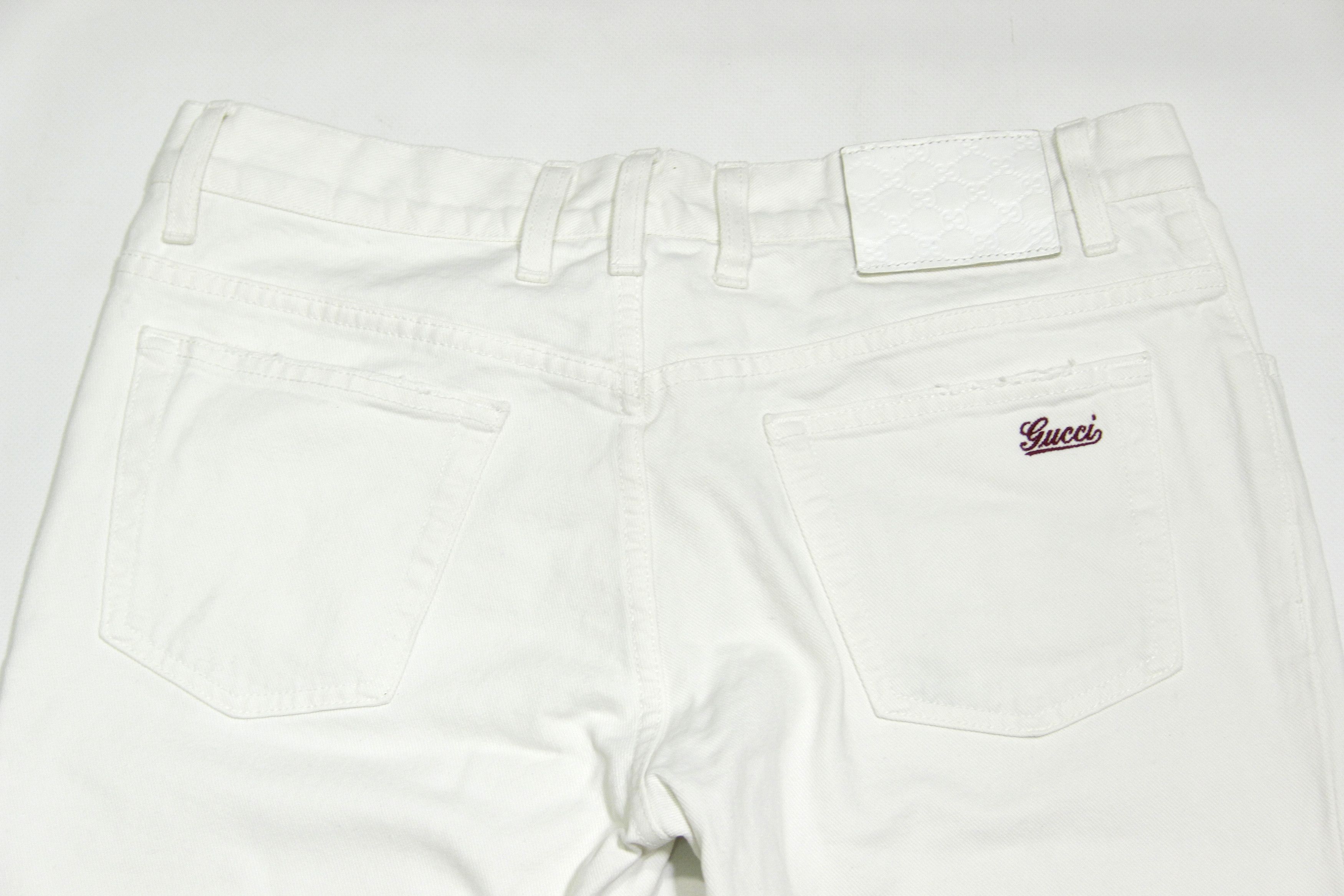 Gucci 2007 Logo GG Monogram Badge White Jeans Size US 32 / EU 48 - 4 Thumbnail