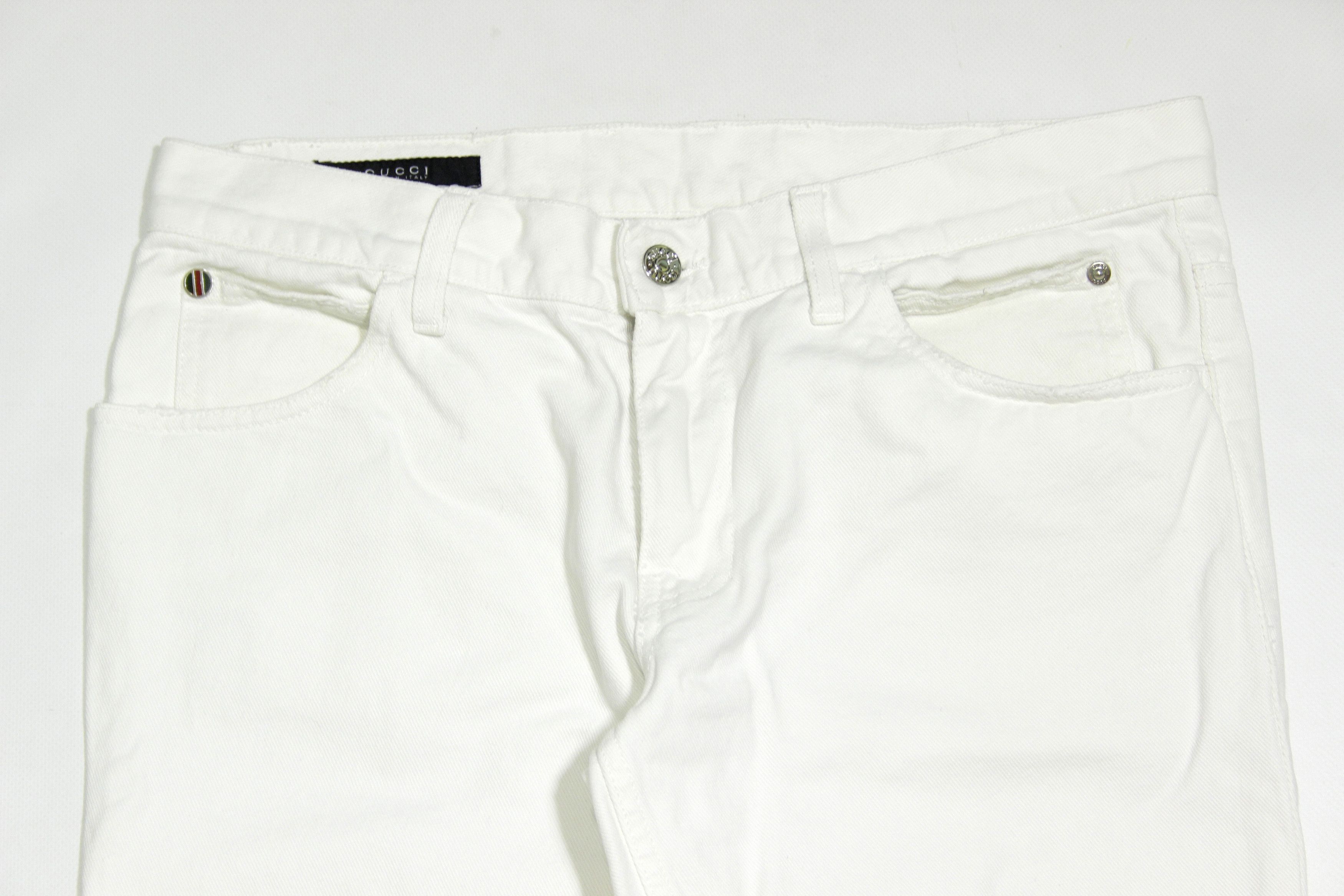 Gucci 2007 Logo GG Monogram Badge White Jeans Size US 32 / EU 48 - 3 Thumbnail