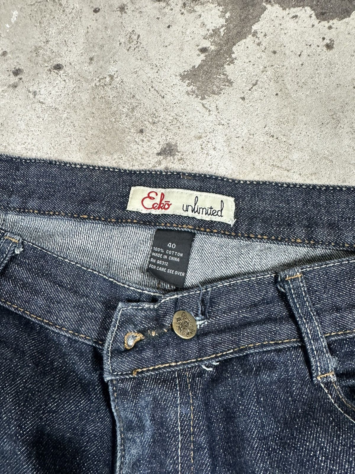 Ecko Unltd. × JNCO × Vintage Vintage y2k Ecko Unltd Baggy Navy Denim Pants Big Logo Size US 33 - 7 Thumbnail