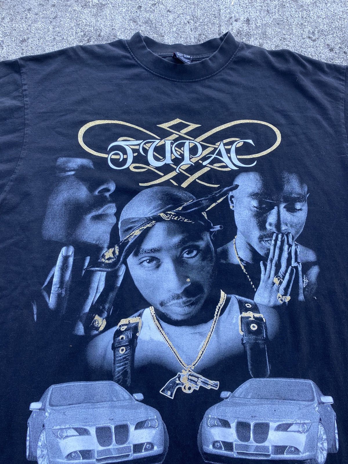 Rap Tees × Vintage Vintage Y2K Tupac 2Pac Rap Tee Shirt Gold Baggy Shirt Size US XXL / EU 58 / 5 - 2 Thumbnail