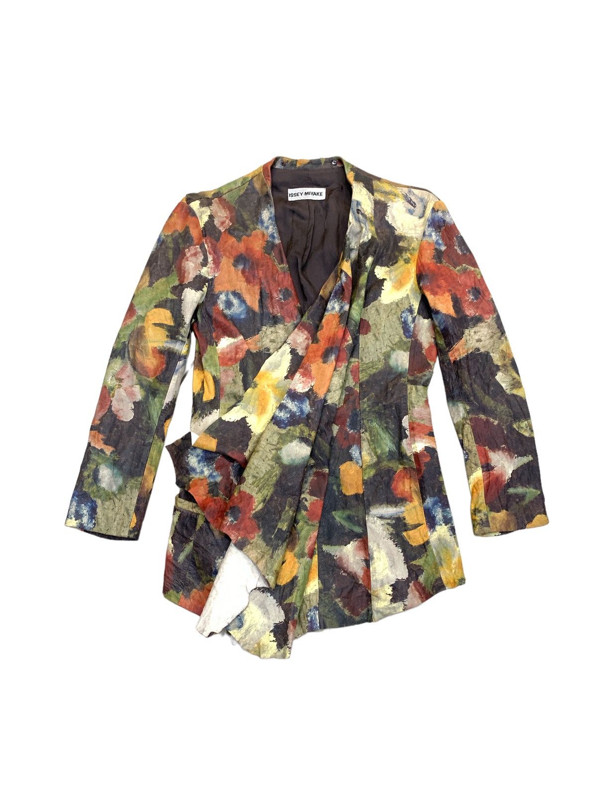 Issey Miyake RUNWAY AW1995 FLORAL ABSTRACT PATTERN LEATHER JACKET M Size M / US 6-8 / IT 42-44 - 1 Thumbnail
