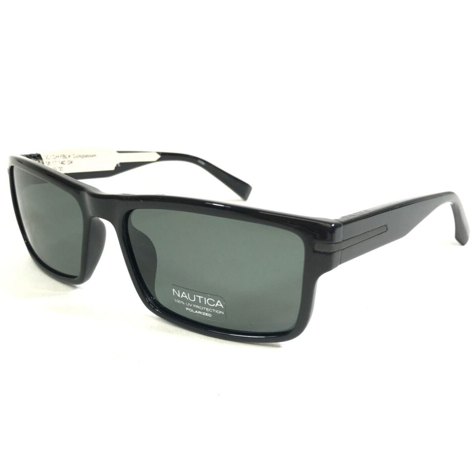 Nautica Nautica Large Sunglasses N6186S 001 Polished Black Rectangular ...