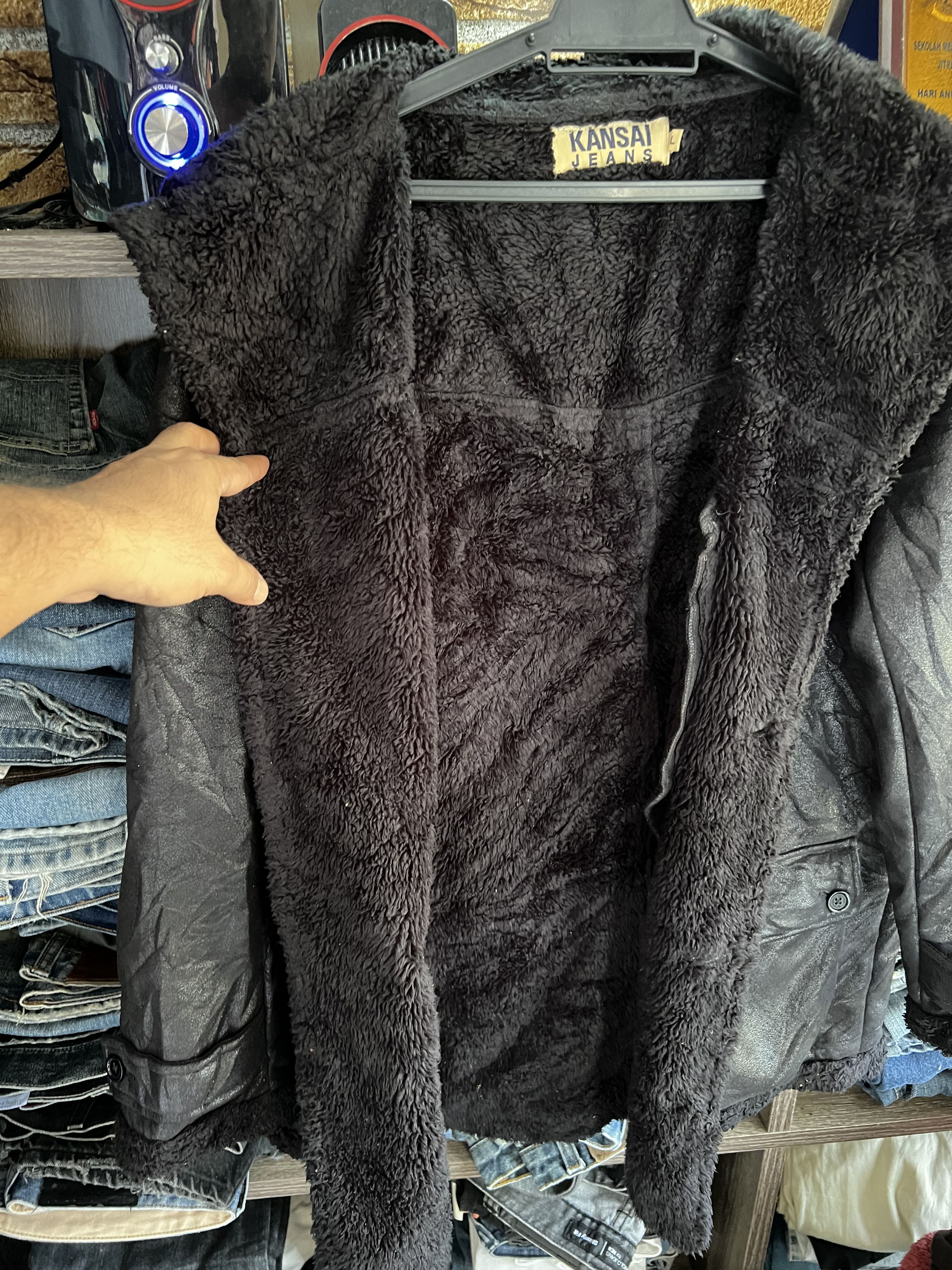 Kansai Yamamoto 🔥Black Kansai Jeans Shearling Leather Jackets Size US M / EU 48-50 / 2 - 9 Thumbnail