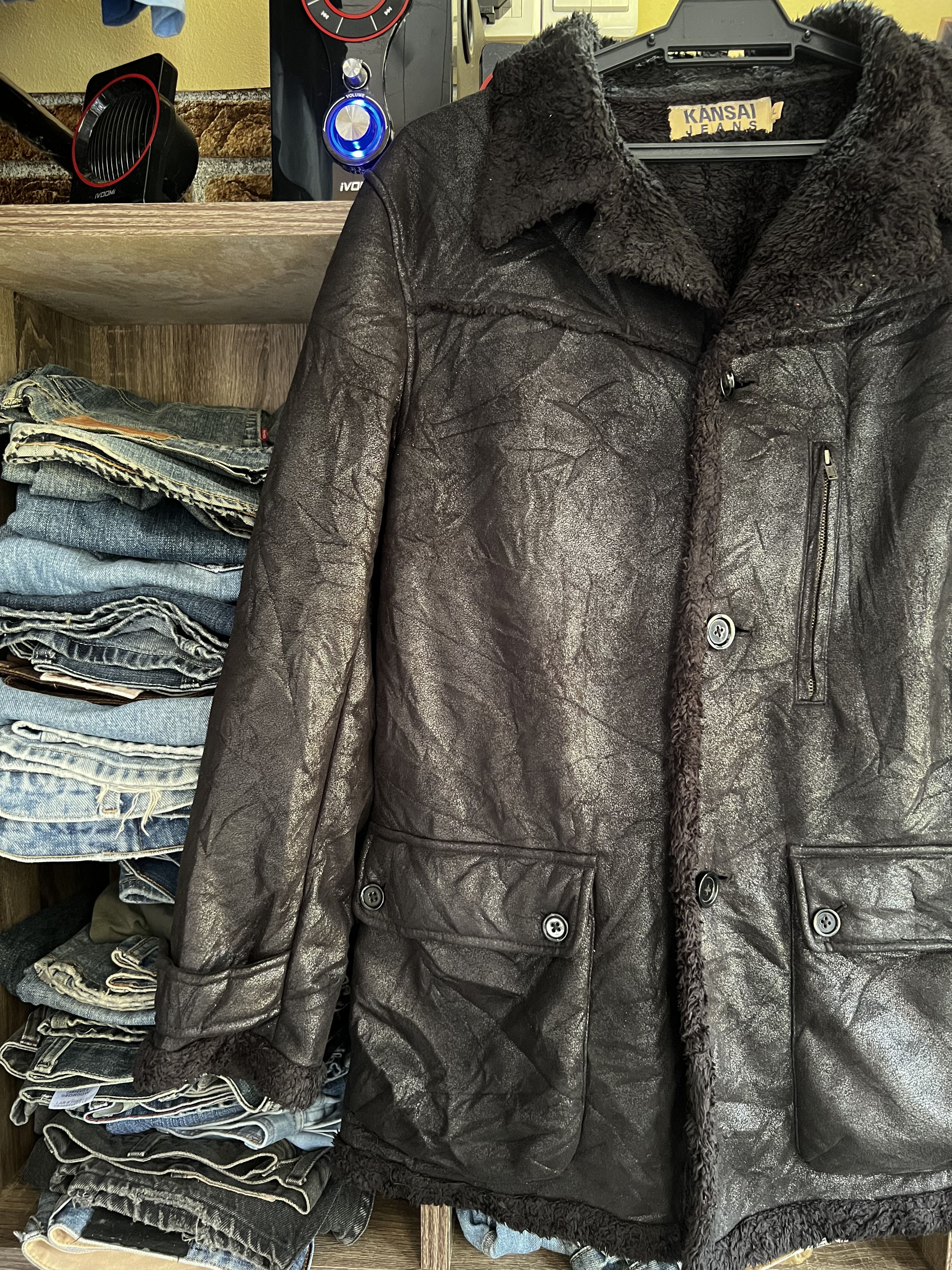 Kansai Yamamoto 🔥Black Kansai Jeans Shearling Leather Jackets Size US M / EU 48-50 / 2 - 4 Thumbnail